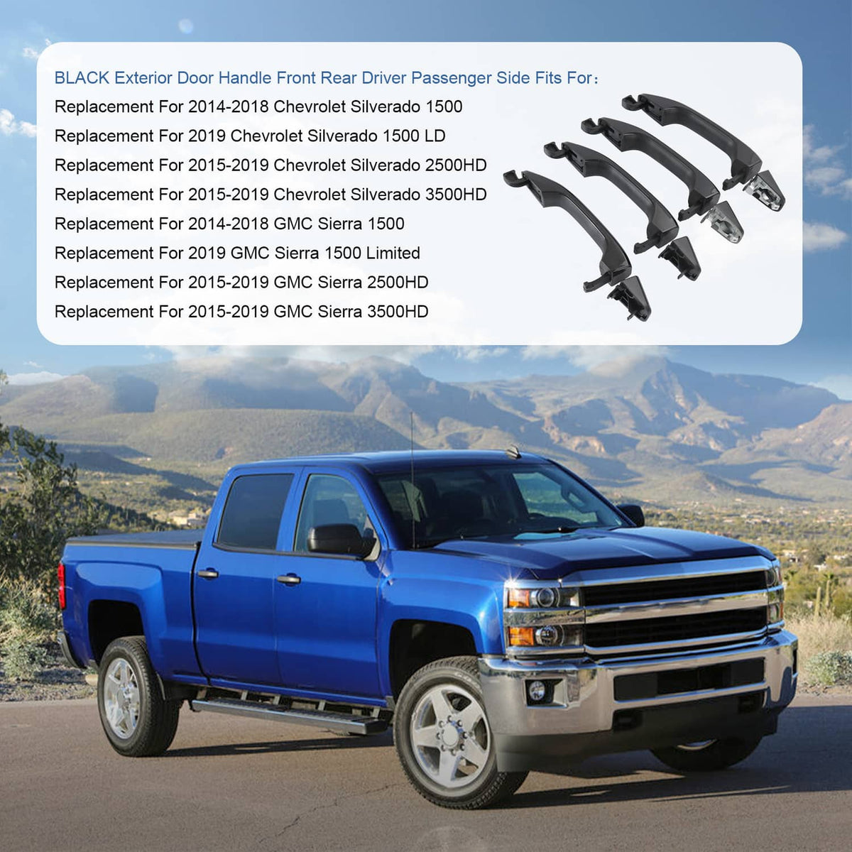 Bethesda Industrial 4 PCS Exterior Door Handle Front Rear For Chevy Silverado GMC Sierra 2014-2018