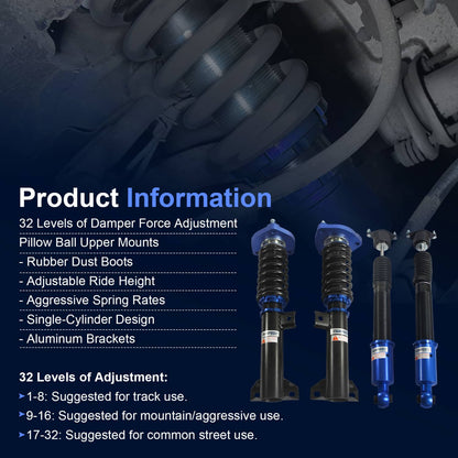 Bethesda Industrial Coilovers Struts Shocks For 2008-2014 Mercedes-Benz C-Class W204 C200 C250 C350