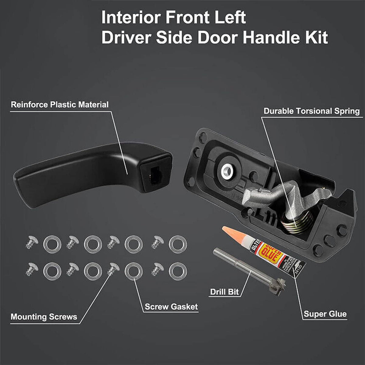 Bethesda Industrial Driver Interior Inside Door Handle Repair Kit For 2007-13 Chevy Sierra Silverado