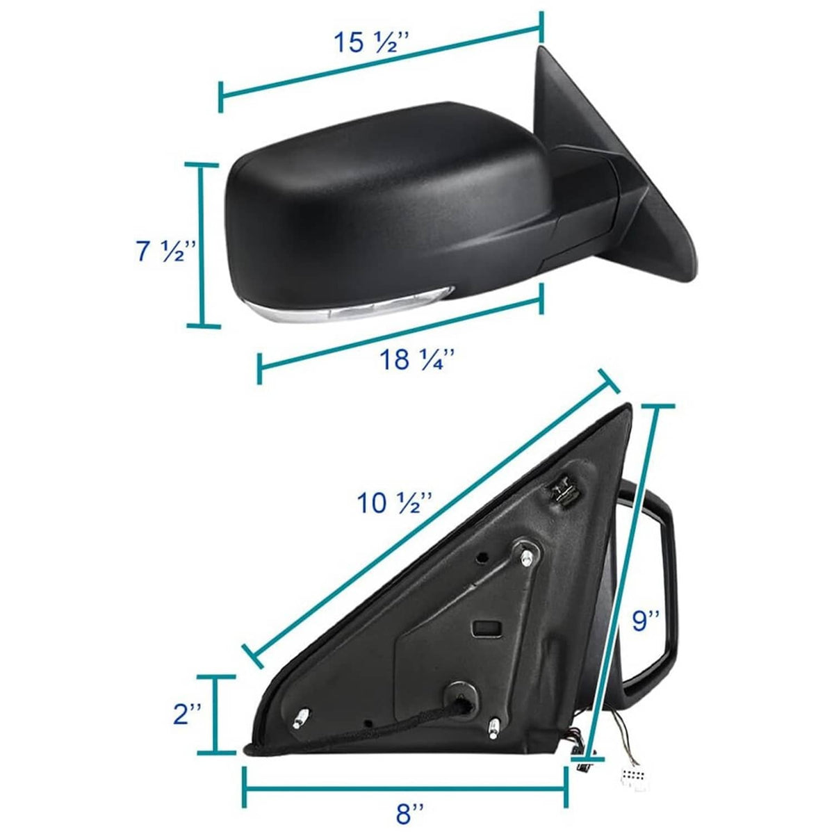 Bethesda Industrial Right/Passenger Side For 2013-2019 Ram 1500 Manual Fold+Heated+LED Signal Mirror