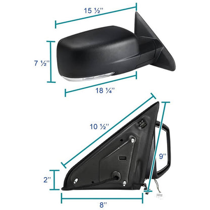 Bethesda Industrial Right/Passenger Side For 2013-2019 Ram 1500 Manual Fold+Heated+LED Signal Mirror