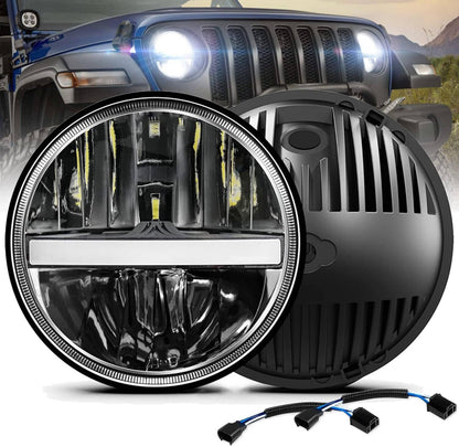 Bethesda Industrial Pair 7" inch Round Halo LED Headlights DRL Turn For Chevrolet Bel Air