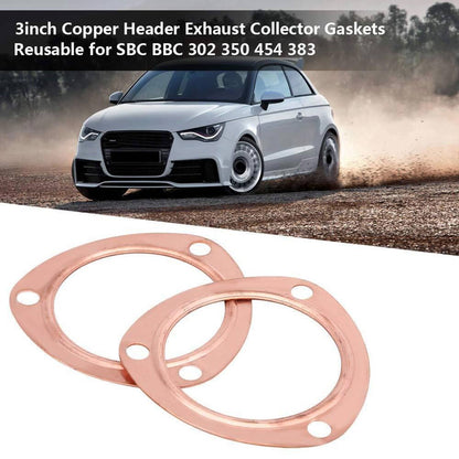 Bethesda Industrial New Set 3" Copper Header Exhaust Collector Gaskets Flanges 3 Bolt Universal