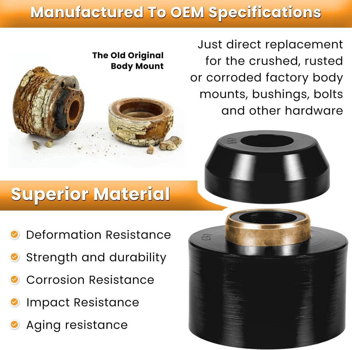 Bethesda Industrial 4.4123R Set Body Cab Mount Bushing Kit For 1980-1998 Ford F150 F250 F350 2WD 4WD