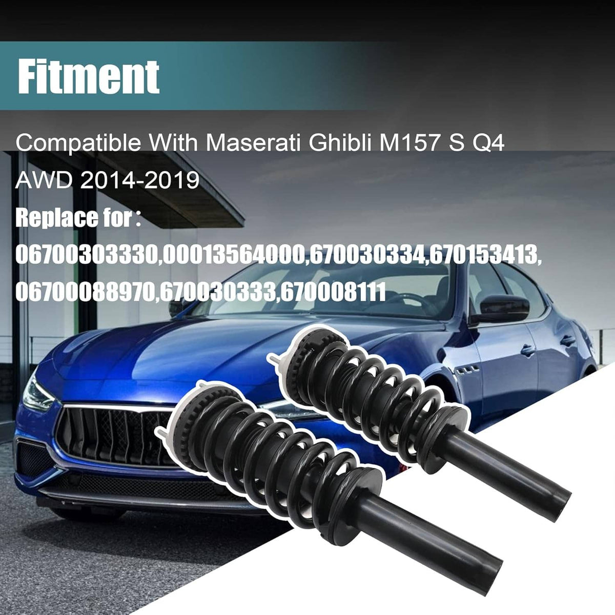 Bethesda Industrial Pair Front Shock Absorber Struts Assys For Maserati Ghibli M157 AWD 670008897