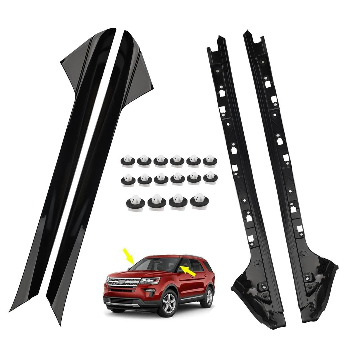 Bethesda Industrial 2 Pairs Left Right Side Windshield A-Pillar Molding Trim for 11-19 Ford Explorer