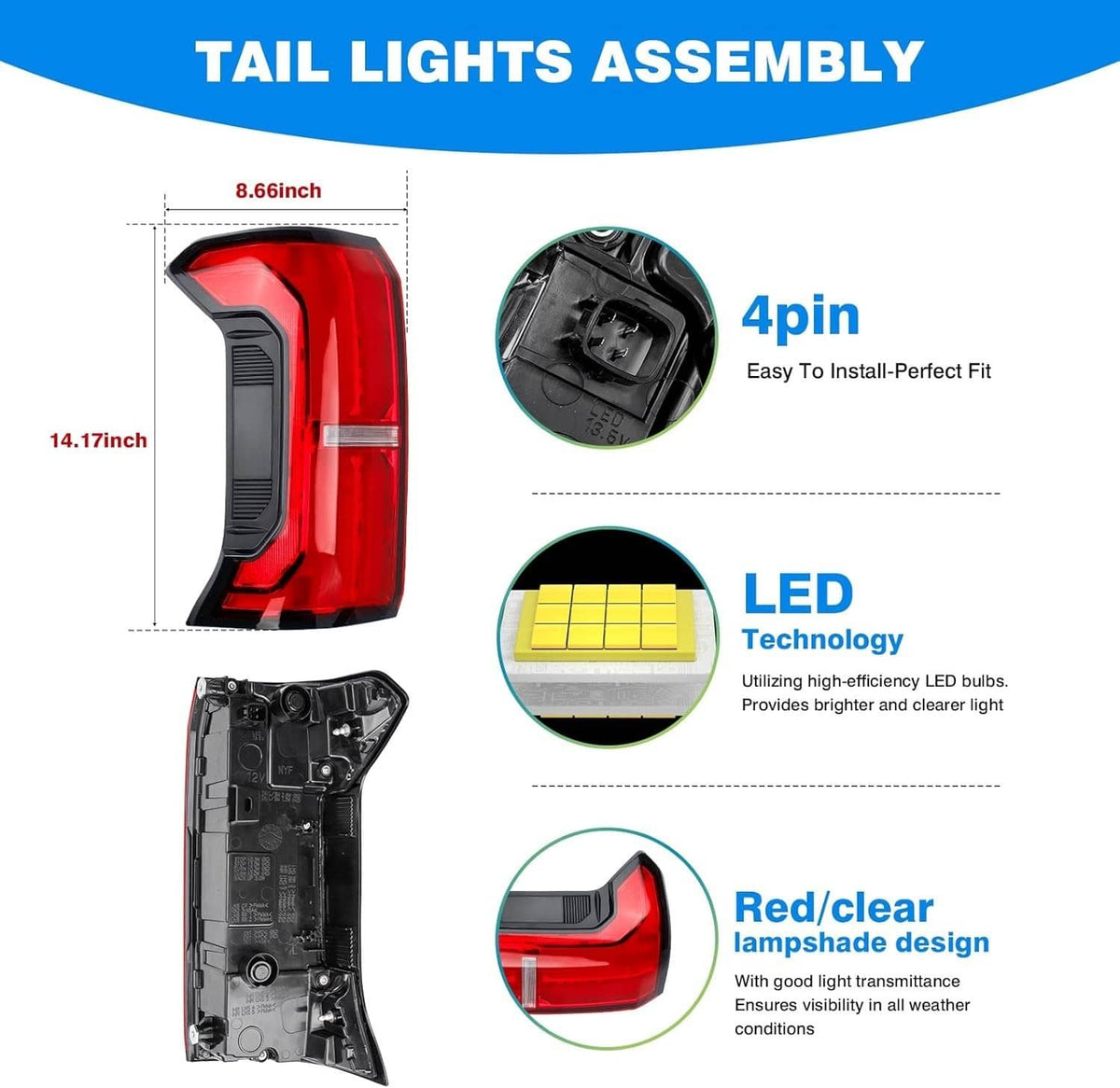Bethesda Industrial LED Tail Light Brake Lamp Left Driver For 2024 2025 Toyota Tacoma 81560AK050
