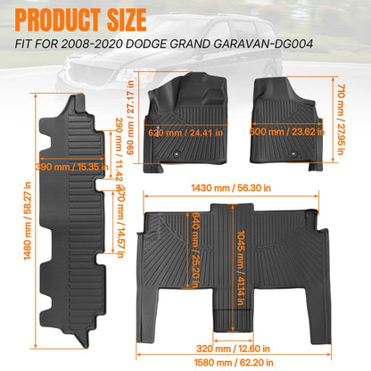Bethesda Industrial For 2008-2016 Chrysler Town & Country Grand Caravan 7 Seats Floor Mats Liner