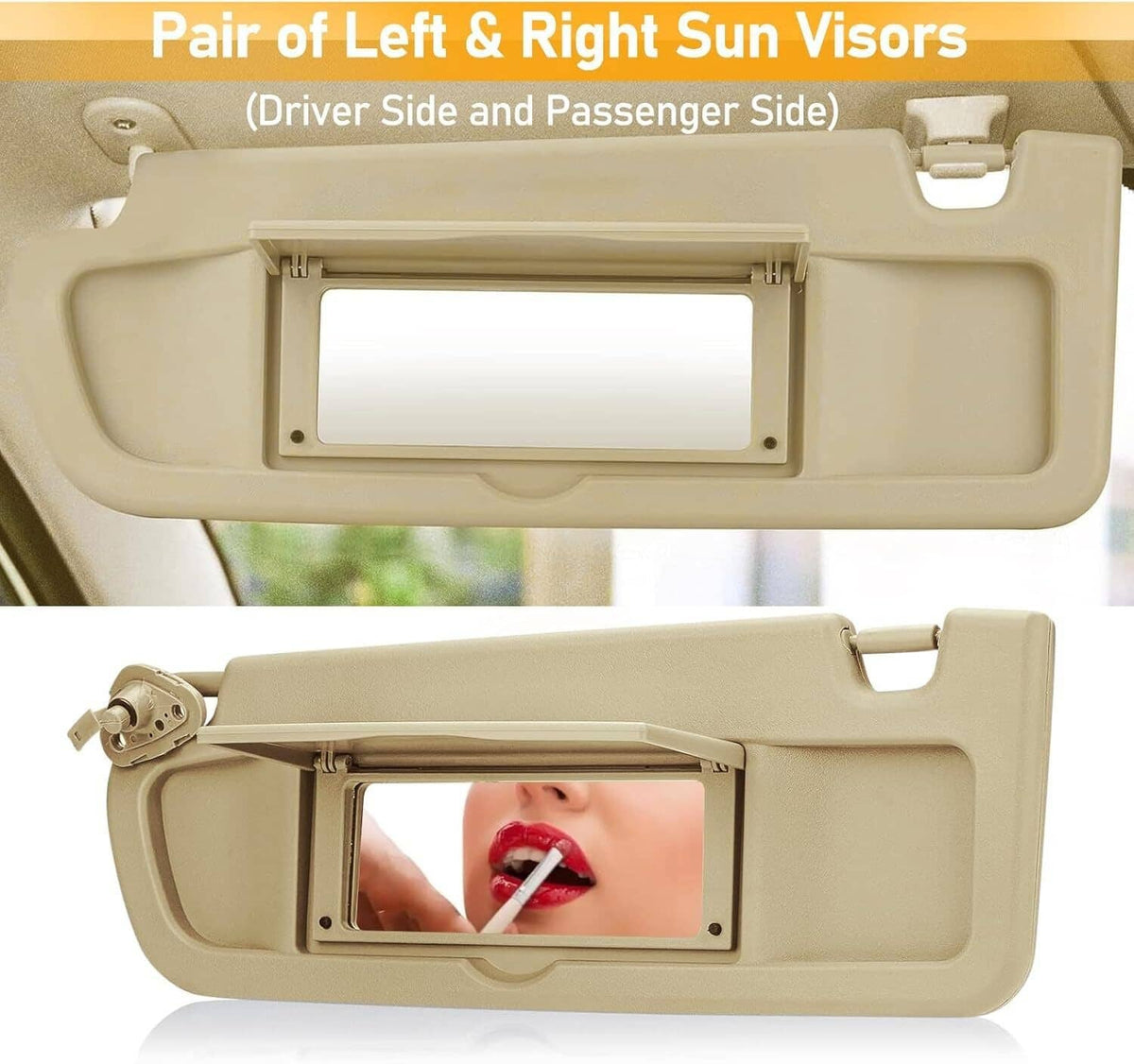 Bethesda Industrial 2Pcs Beige Sun Visor Left & Right Visor Kit For 2006-2011 Honda Civic Visors