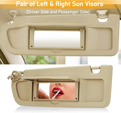 Bethesda Industrial 2Pcs Beige Sun Visor Left & Right Visor Kit For 2006-2011 Honda Civic Visors