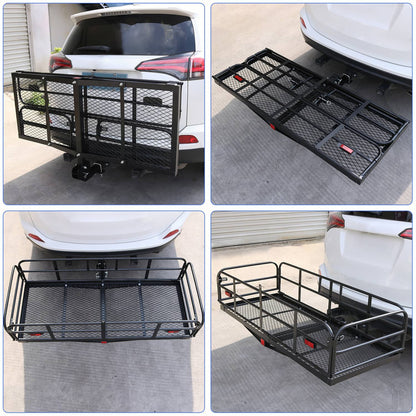 Bethesda Industrial 500lbs Car SUV Folding Rack Cargo Basket Trailer Hitch Mount Luggage Carrier New