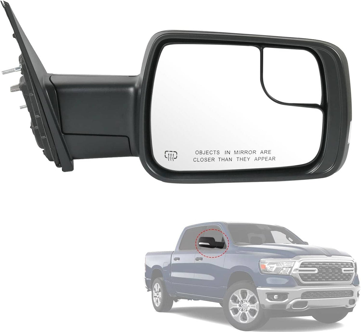 Bethesda Industrial Right Heated Mirror w/Power Fold Signal Light For 2019-2024 Ram 1500 68276500AH