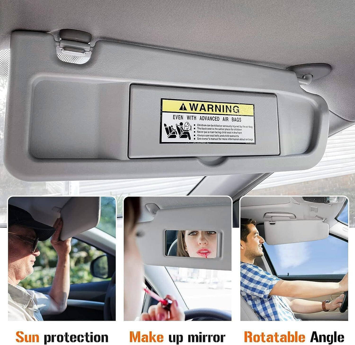 Bethesda Industrial Grey Passenger Side Right Sun Visor For 2006-2011 Honda Civic Sedan/Coupe