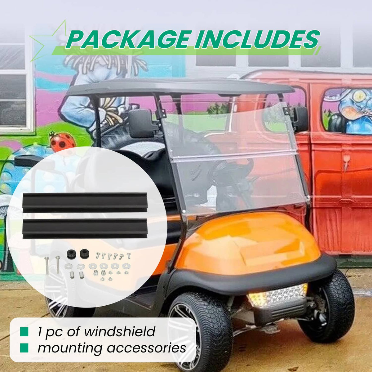Bethesda Industrial Windshield For Club Car Precedent 2004 - Up Folding Clear Golf Cart Windscreen