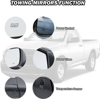 Bethesda Industrial Left / Driver Manual Fold+Heated+Temp Sensor Mirror For 2013-2019 Dodge Ram 1500
