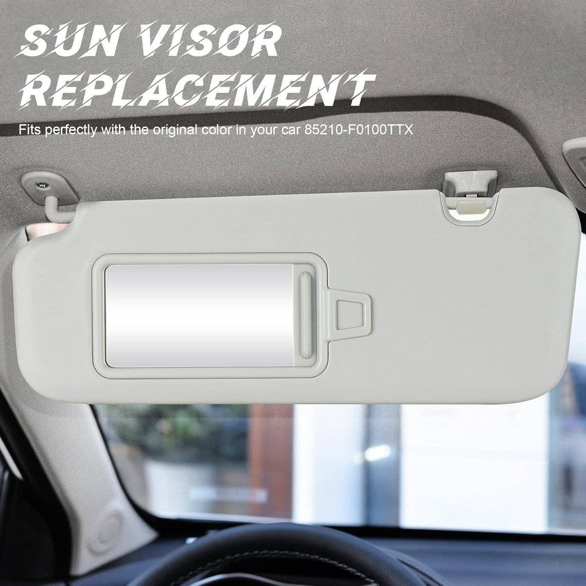 Bethesda Industrial 2Pcs Driver & Passenger Gray Sun Visor w/ Mirror for 2017-2019 Hyundai Elantra