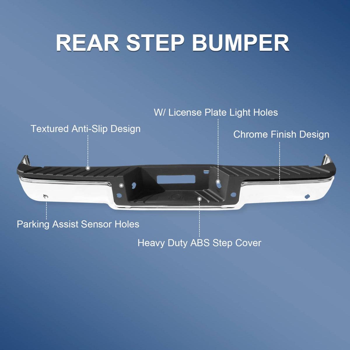 Bethesda Industrial Chrome Rear Bumper Assembly For 2006-2008 Ford F150 F250 Step Bumper w/ Hole