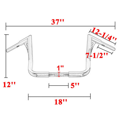 Bethesda Industrial DNA 12" Monkey Bagger Meathook Bar Handlebar For Harley Electra Street Glide FLH