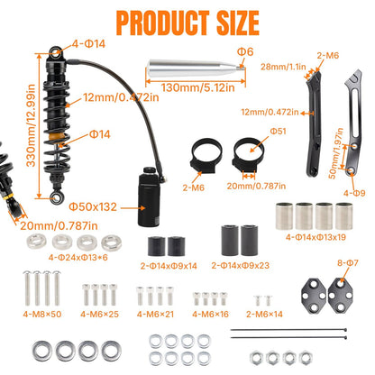 Bethesda Industrial Upgraded Remote Reservoir Rear Suspension Shocks Set For Harley Road Glide King