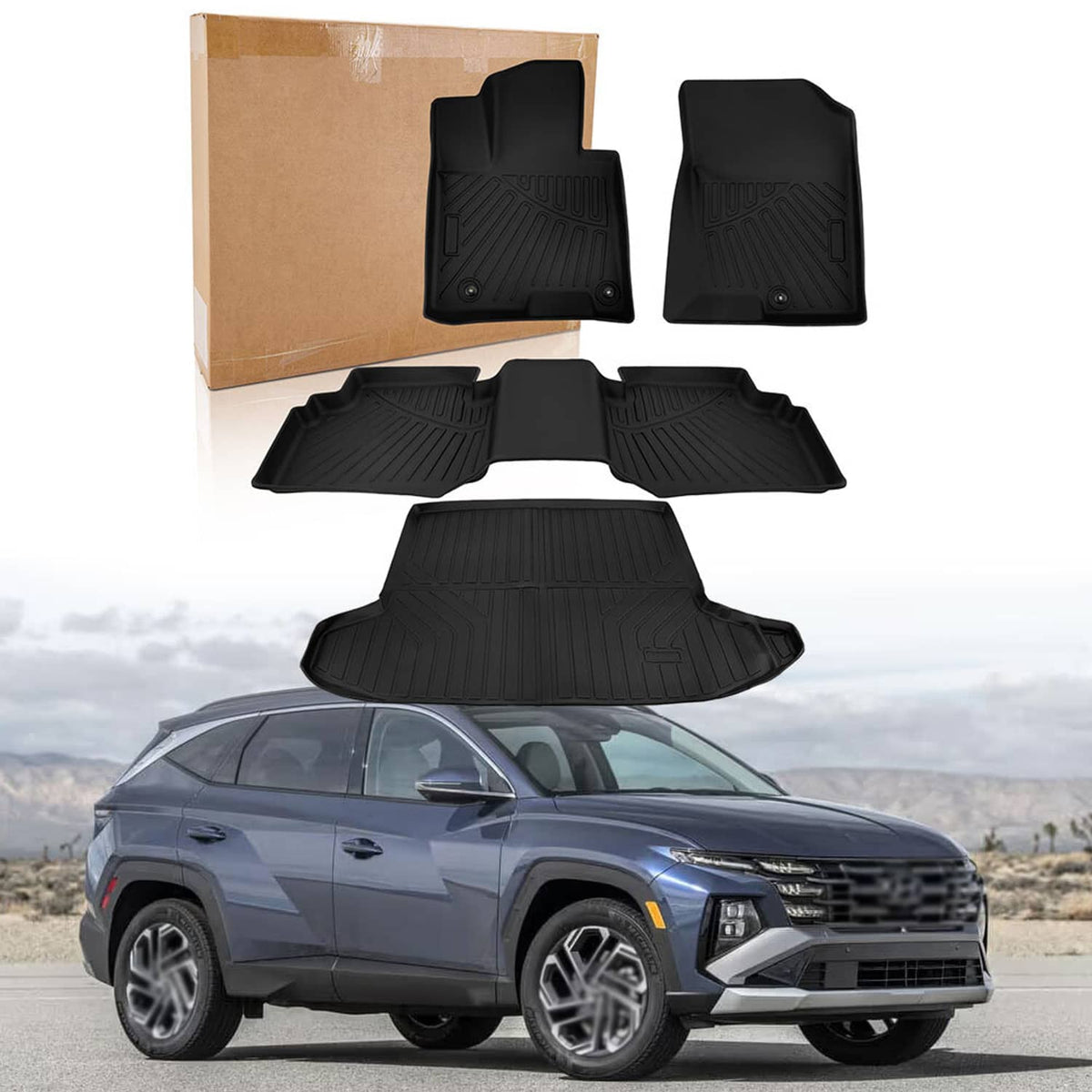 Bethesda Industrial 4x Car Floor Mats & Cargo Liner Full Cover Black for 2022-2025 Hyundai Tucson