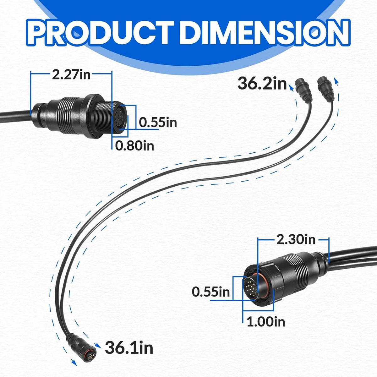 Bethesda Industrial 14 M ID SIDB Y Splitter Cable 720111-1 for Humminbird SOLIX/APEX/XPLORE 30-Inch