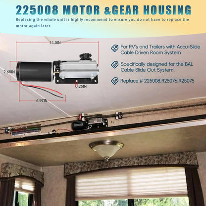 Bethesda Industrial RV Slide Out Gear Box and High Output Motor,Replace FOR ‎R25076-1, R25075