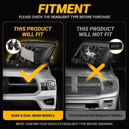 Bethesda Industrial For 2009-2018 Dodge Ram 1500 2500 3500 Black Projector Headlights with LED DRL
