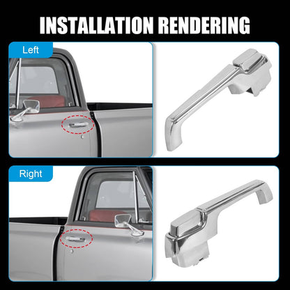 Bethesda Industrial Chrome Pair Outside Door Handles For 1967-1972 Chevy C/K 10 20 30, GMC C/K 15 25