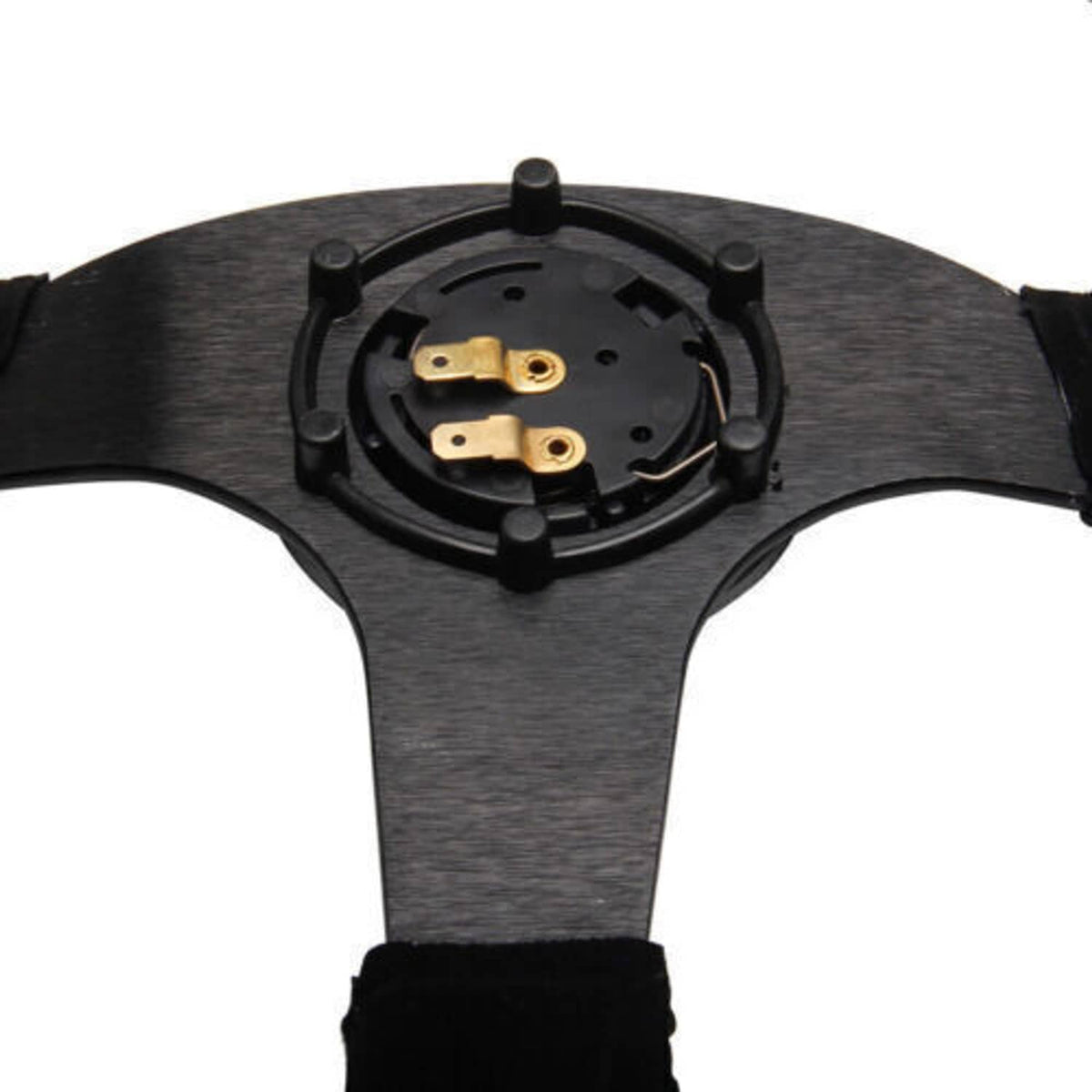 Bethesda Industrial 14" 350mm Racing Suede Leather Steering Wheel With Horn Button+Quick Release Kit