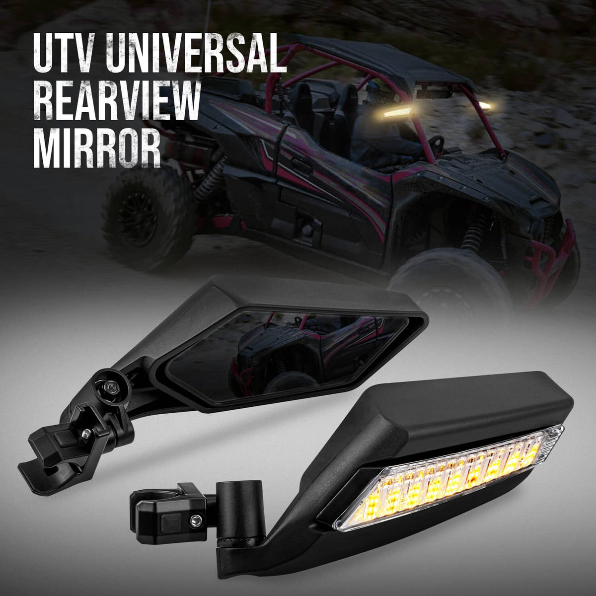 Bethesda Industrial 1.5"-2" LED Rear View Mirrors UTV ATV For Can-Am X3 Polaris RZR Yamaha Honda