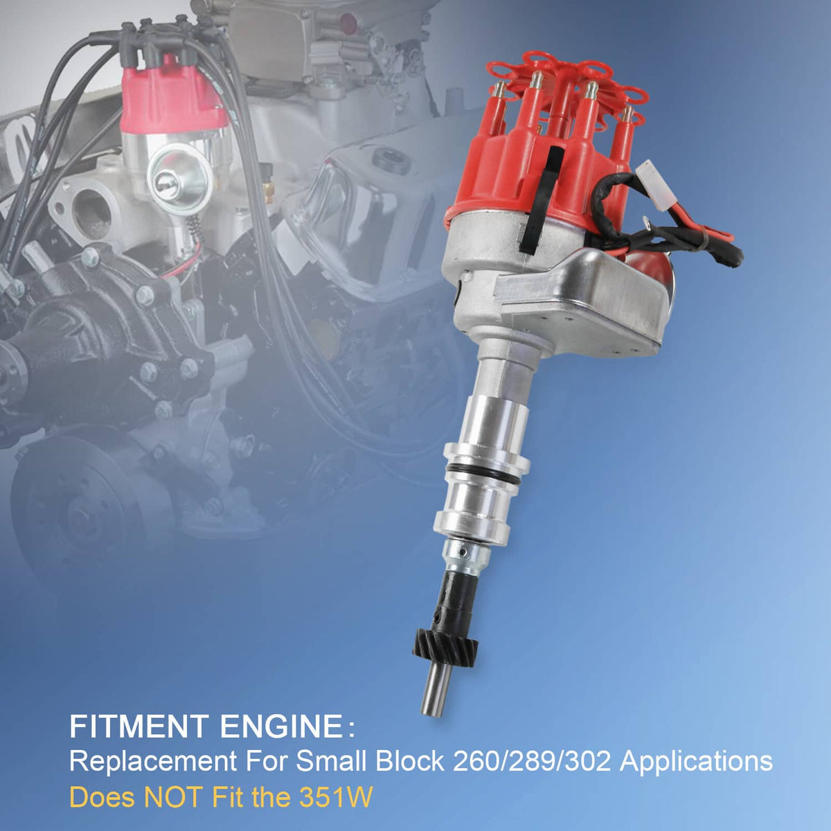 Bethesda Industrial FOR SMALL BLOCK FORD 289-302 Small HEI Distributor + SPARK PLUG WIRES