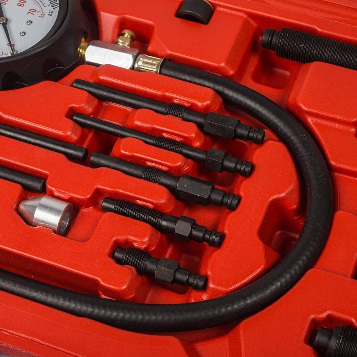 Bethesda Industrial 16 Pcs Diesel Engine Compression Gauge Tester Cylinder Pressure Test Tool Kit