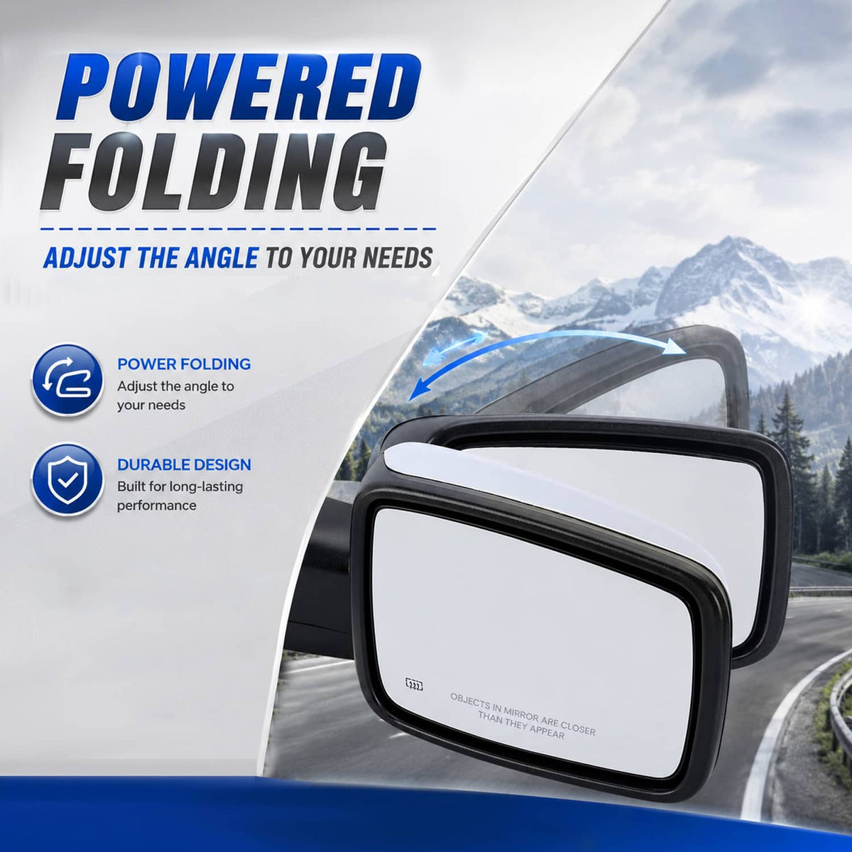 Bethesda Industrial Pair For 2013-2019 Ram 1500 Side Mirror Chrome Power Fold Heated Temper Sensor