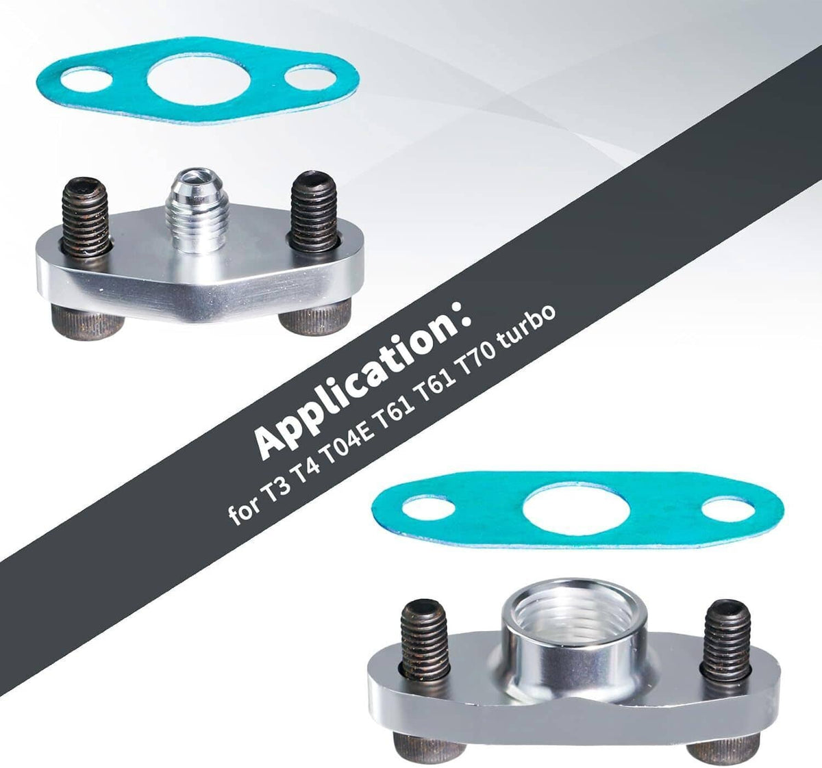 Bethesda Industrial Universal Turbo Oil Line Feed Kit w/ Return Drain Flange T3 T4 T04E Oil Pan Plug