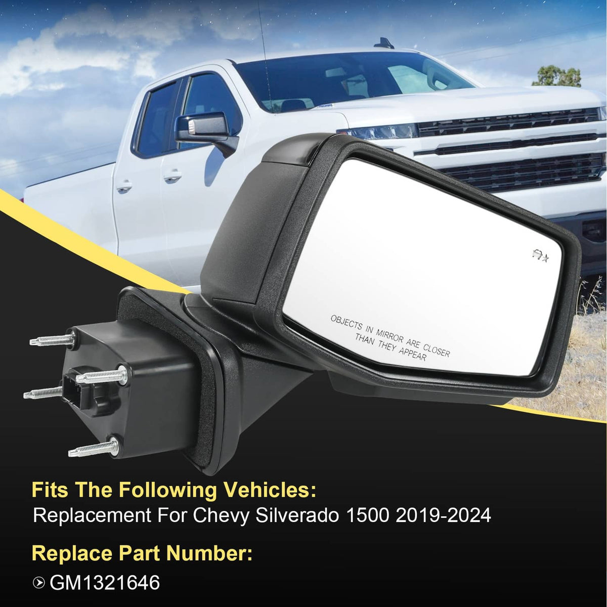 Bethesda Industrial Passenger Right Side Door Mirror for 2019-24 Chevy Silverado 1500 W/Heated Power