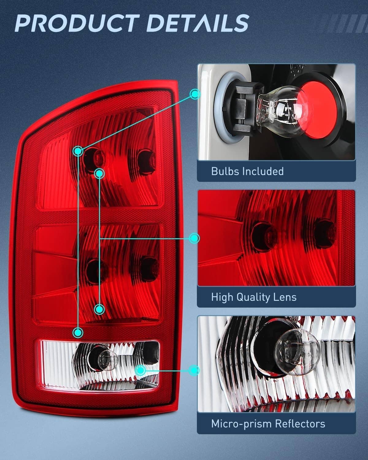 Bethesda Industrial 2PCS Tail Lights w/Circuit Board For 2002-2006 Dodge Ram 1500 2500 3500 Pickup