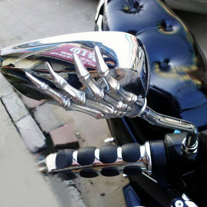 Bethesda Industrial Motorcycle Chrome Skull Skeleton Hand Rear View Side Mirrors For Harley Chopper