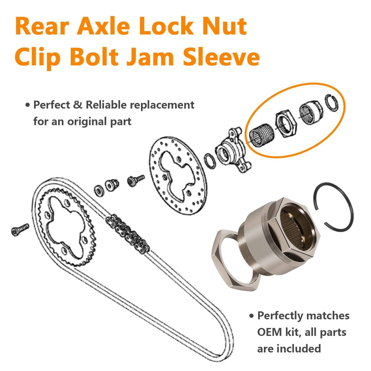 Bethesda Industrial Rear Axle Lock Jam Nut for Honda TRX300EX TRX400EX TRX250X 450R ATC250R ATC350X