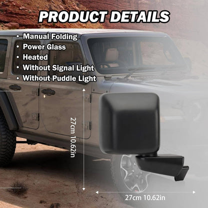 Bethesda Industrial Right Passenger Side Power Heated Mirror For 2018-2024 Jeep Wrangler Gladiator