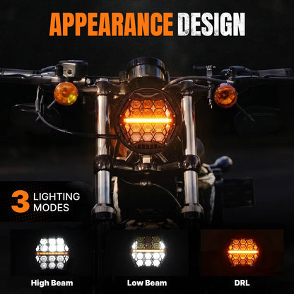 Bethesda Industrial Plug&Play 5.75'' LED Headlight with Hi/Low DRL For Harley StreetBob Super Glide