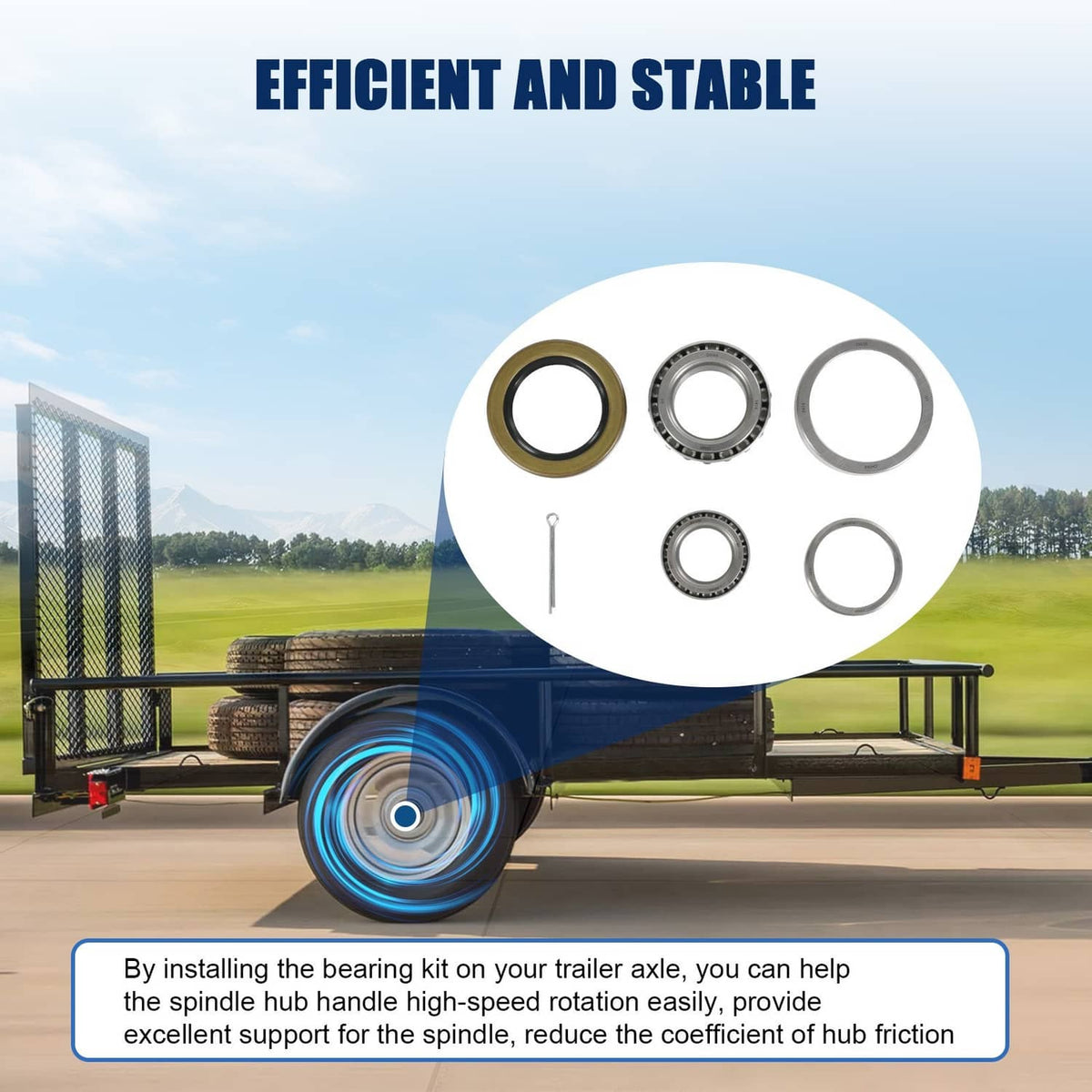 Bethesda Industrial 5200# Bearing Axle Kit 25580+ LM67048 1.25" Bearing Trailer Wheel & Mobile Home