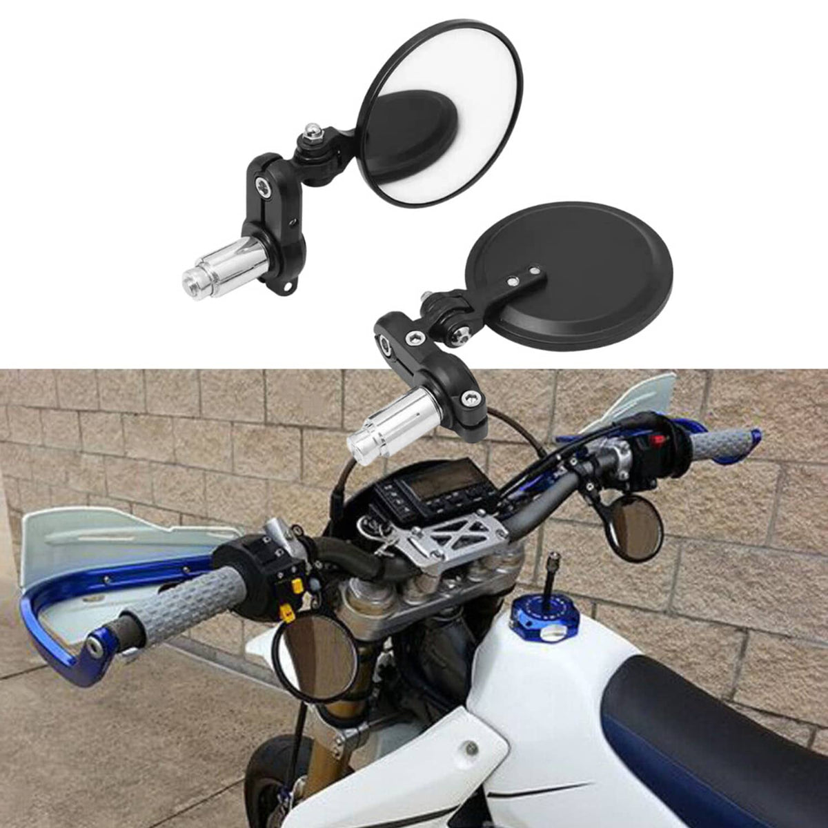 Bethesda Industrial Cafe Racer Motorcycle 7/8" Handle Bar End Mirrors For Honda Yamaha Suzuki DM