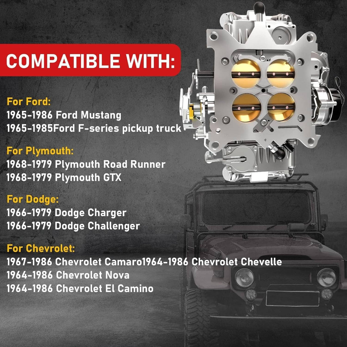 Bethesda Industrial For Holley Carburetor 4-Barrel Square Bore 600 CFM Electric Choke 0-80458SA 4160