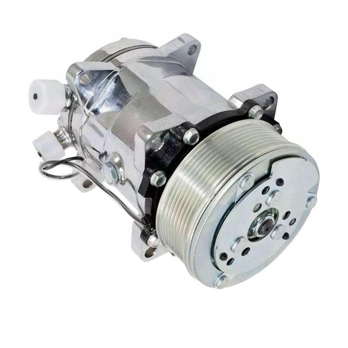 Bethesda Industrial AC Compressor w/ Clutch for Sanden 508 Style 8-Groove Serpentine Belt Aluminum