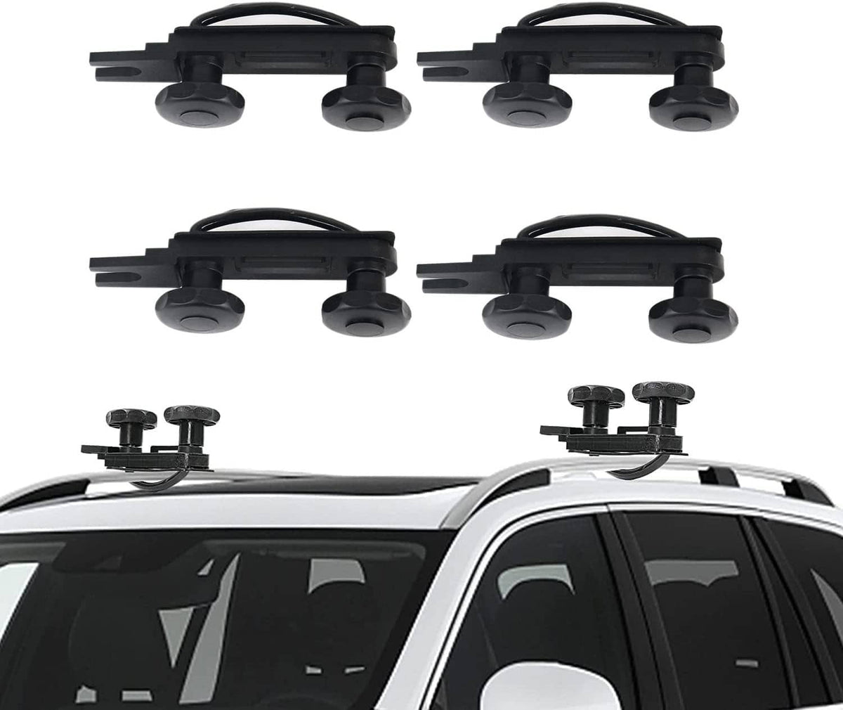Bethesda Industrial 4Pcs Roof Box U-Bolt Clamps Cargo Carrier Roof Rack Bracket Van Mounting Black