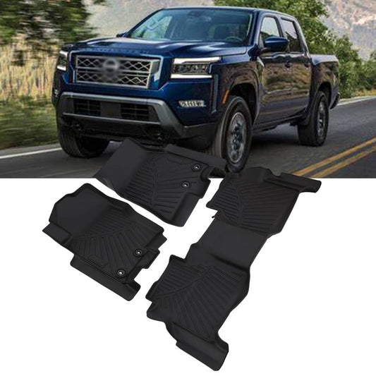Bethesda Industrial Black Floor Mat Liners For 2022-2024 Nissan Frontier Crew Cab TPE All-Weather