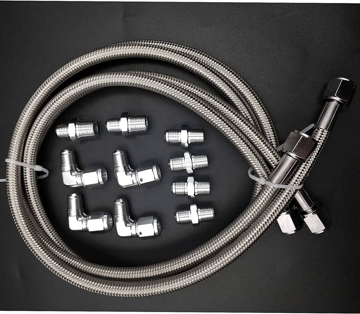 Bethesda Industrial SS Braided Transmission Cool Hoses Lines Kit For Chevy Ford TH350 700R4 TH400