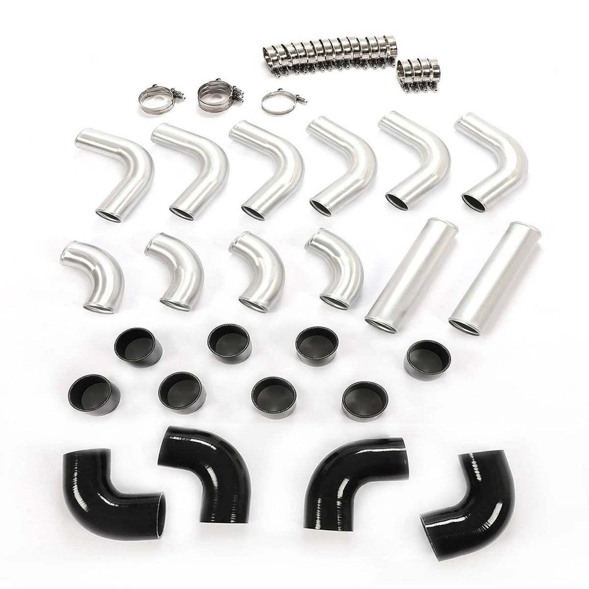 Bethesda Industrial 3" Turbo Intercooler Elbow Pipe Kit w/Silicone Hose & Clamp Universal Aluminum