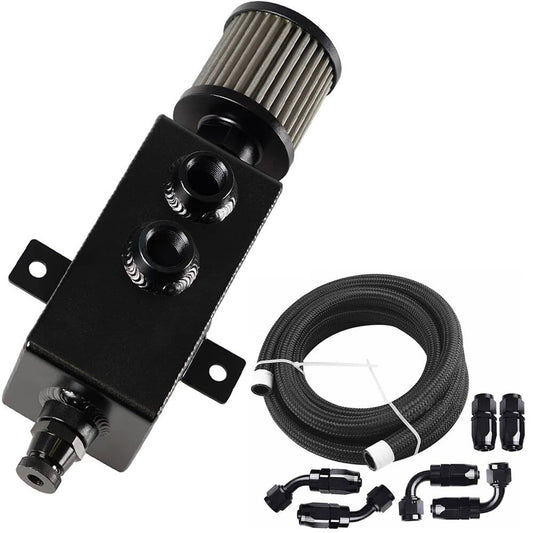 Bethesda Industrial 1L Oil Catch Can Reservoir Tank Breather Filter Baffled w/ 10AN Fuel Line Kit