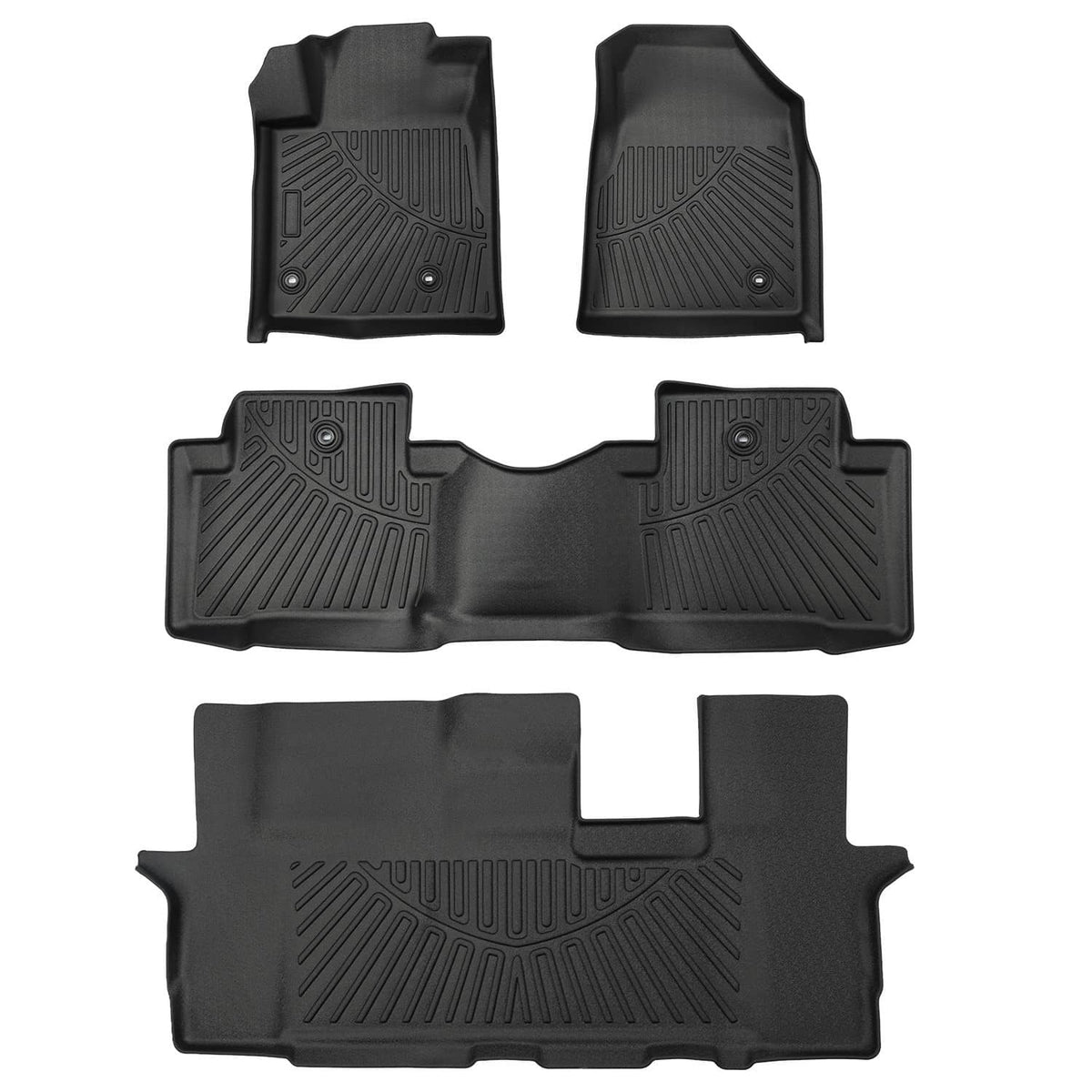 Bethesda Industrial Front & 2nd & 3rd Row TPE Floor Mats Liners Set For 2009-2015 Honda Pilot 4-Door